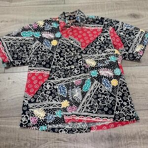 Vintage 90s Patchwork Bandana Button-Up | Made in Hong Kong